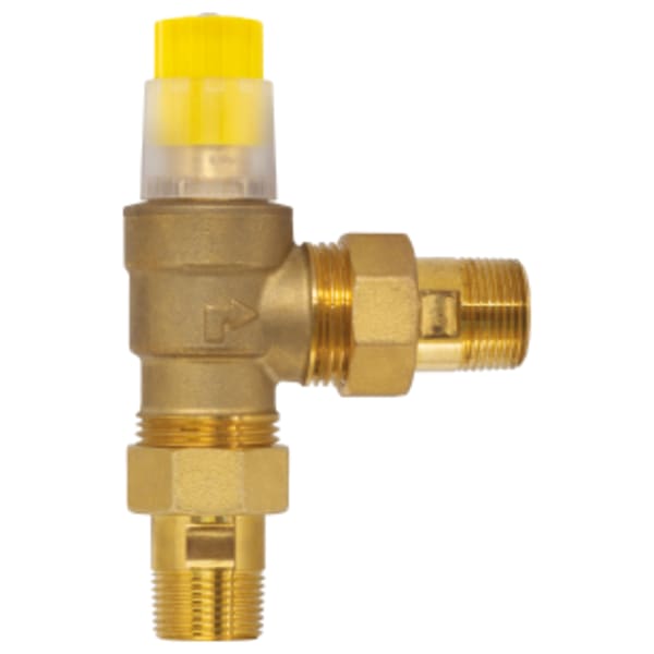 1" MPT Forged Brass Angled Differential Pressure By-Pass Valve, Opening Differential Pressure Setting Adjustable from 1.5 to 9 PSI, 18 GPM Max