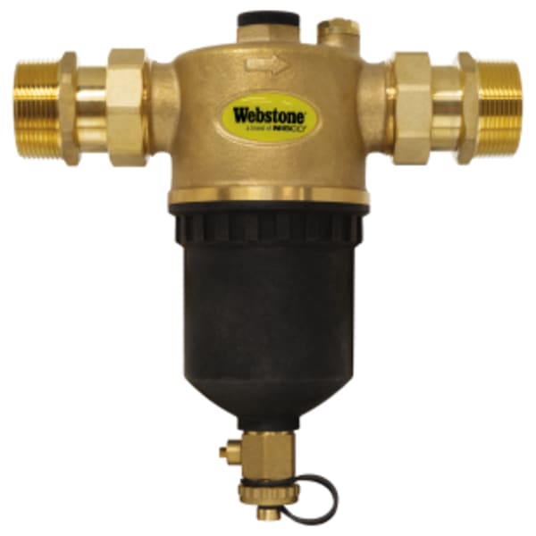 1-1/4" MPT Magnetic Boiler Filter XL, 12,000 Gauss Magnet, Integrated Hose Drain Valve, Air Vent & Filter, Includes (2) Union End Connections & Service Tool