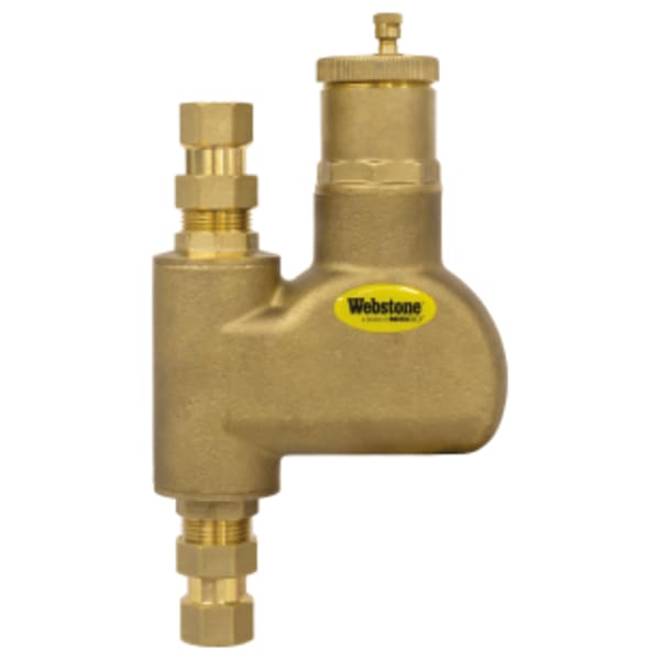 3/4" FPT Brass Air Separator, w/ Removable Vent Head & Coalescing Medium, For Vertical Installations
