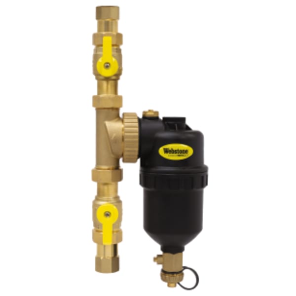 1" FPT Magnetic Boiler Filter, 12,000 Gauss Magnet, Diverter, Integrated Hose Drain Valve, Air Vent & Filter, Includes (2) Union End Connections, (2) Isolation Valves & Service Tool