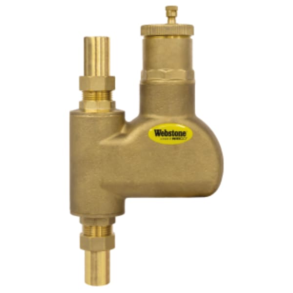 1" Sweat Brass Air Separator, w/ Removable Vent Head & Coalescing Medium, For Vertical Installations