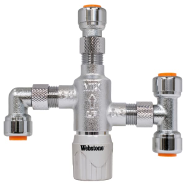 1/4" Push Chrome-Plated Forged DZR Lead-Free Brass Fittings and Removal Tool for use with Thermostatic Mixing Valve
