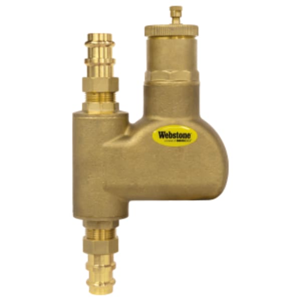 3/4" Press Brass Air Separator, w/ Removable Vent Head & Coalescing Medium, For Vertical Installations