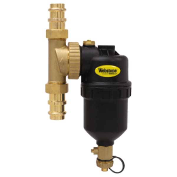 1" Press Magnetic Boiler Filter, 12,000 Gauss Magnet, Diverter, Integrated Hose Drain Valve, Air Vent & Filter, Includes (2) Union End Connections & Service Tool