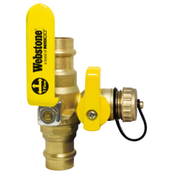 1-1/4" Press Pro-Pal Ball Drain, Full Port Forged Lead-Free Brass Ball Valve, w/ Hi-Flow Hose Drain, Reversible Handle, & Adjustable Packing Glands