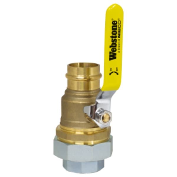 2" FPT Union x Press Pro-Pal Dielectric Union Ball, Full Port Forged DZR Lead-Free Brass Ball Valve, w/ Galvanized Steel Union End, Nylon Insulator Ring, Reversible Handle, & Dual Stem Seal Design