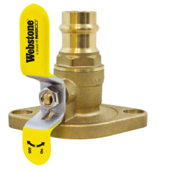 3/4" Press x Rotating Flange Isolator w/ Rotating Flange, Full Port Forged Brass Uni-Flange Ball Valve, w/ Detachable Rotating Flange, Adjustable Packing Gland, Nuts & Bolts, Lead-Free Brass, Fits Standard & High Velocity Pumps