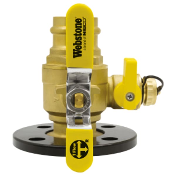 2" Press x Rotating Flange Isolator w/ Round Flange & Multi-Function Drain, Full Port Forged Brass Uni-Flange Ball Valve, w/ Detachable Rotating Flange, Multi-Function Hi-Flow Hose Drain, Adjustable Packing Glands, Nuts & Bolts, Fits High Efficiency Variable Speed Pumps, 4-3/4" Bolt Circle Flange