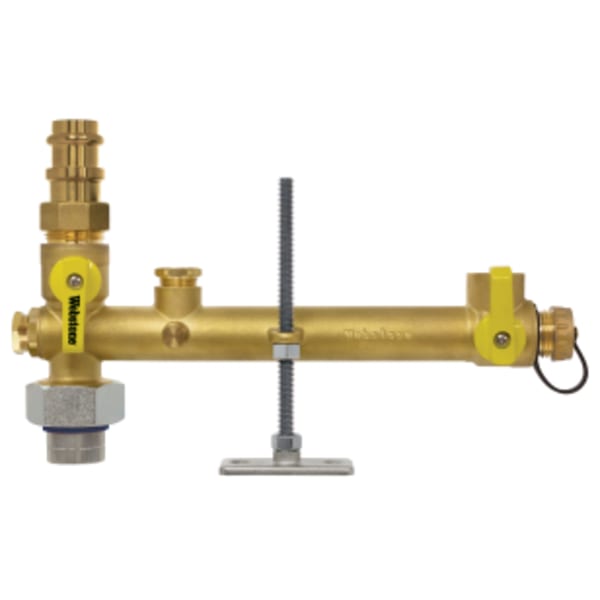 3/4" FPT Union x Press Pro-Pal Dielectric Water Heater Supply Valve, w/ Expansion Tank Service, Full Port DZR Lead-Free Brass Ball w/ Dielectric Union End, w/ 3/4 Expansion Tank Port & Hi-Flow Hose Drain, (3) Plugged FIP Ports (1/2", 1/2" & 1/8"), Includes Mounting Hardware