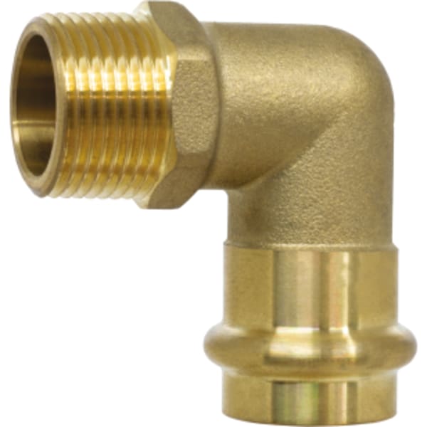 1/2" Press x MPT Forged DZR Lead-Free Brass 90° Transition Elbow