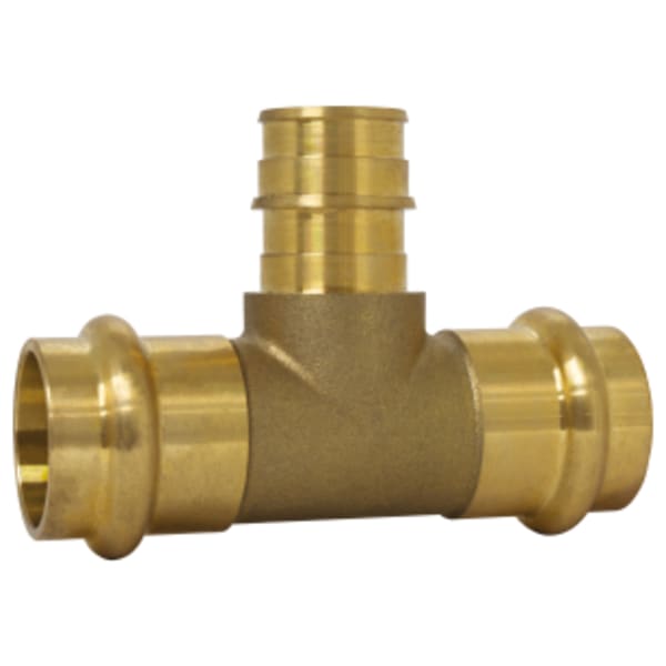 1/2" Press x Press x F1960 PEX Forged DZR Lead-Free Brass Transition Tee