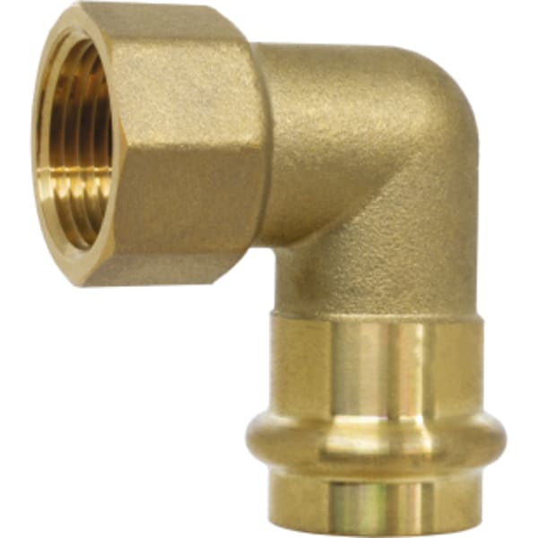 1/2" x 3/4" Press x FPT Forged DZR Lead-Free Brass 90° Transition Elbow