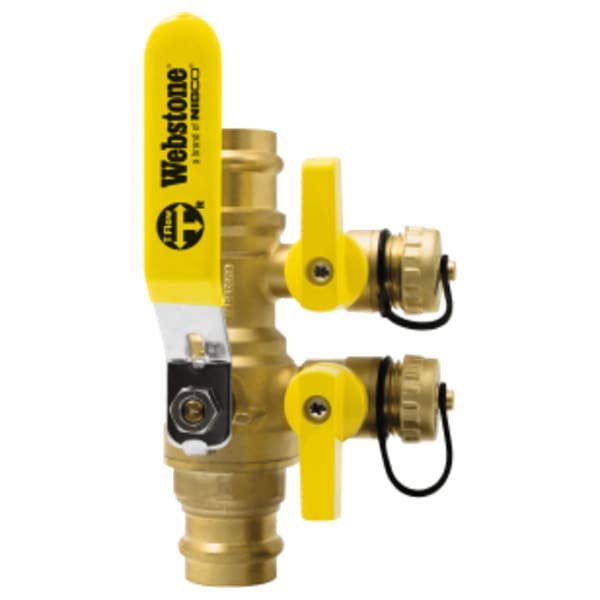 1-1/2" Press Pro-Pal Purge & Fill, Full Port Forged Brass Ball Valve, w/ (2) Hi-Flow Hose Drains, Reversible Handle, & Adjustable Packing Glands