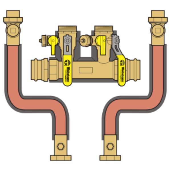 1-1/4" x 1" Press System Run x FPT Boiler Connection Hydro-Core Complete Near Boiler Piping Kit, Includes Manifold, Bent Copper Supply & Return Lines & Boiler Connections for Select Wall Hung Boilers