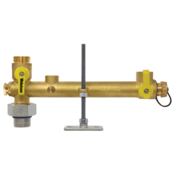 3/4" x 1" FPT Union x G-Thread G-Series Pro-Pal Dielectric Water Heater Supply Valve, w/ Expansion Tank Service, Full Port DZR Lead-Free Brass Ball w/ Dielectric Union End, w/ 3/4 Expansion Tank Port & Hi-Flow Hose Drain, (3) Plugged FIP Ports (1/2", 1/2" & 1/8"), Includes Mounting Hardware