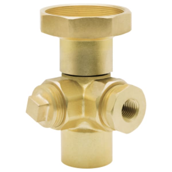 1" FPT Union x Sweat Hydro-Core Forged Brass Union Connection w/ Plugged Connections for (2) 3/4" Devices or (1) 3/4" Device & (1) 1/4" Pressure Gauge