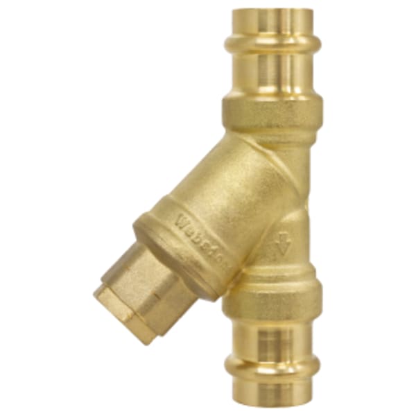 1" - Press, Forged DZR Brass Y-Strainer (20 Mesh), w/ 1/2" Plugged NPT Port