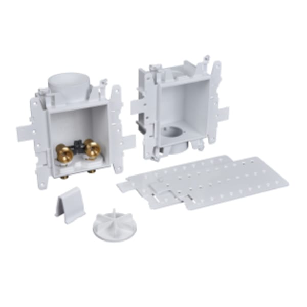Oatey® MODA® 2-Valve + Standard Drain F1960 PEX (Brass) Washing Machine Supply Box - Contractor Park