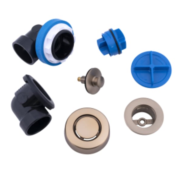 Dearborn® True Blue® ABS Bath Waste Half Kit with Push n' Pull Stopper and Test Kit in Champagne Bronze (Finished Drain Spud)