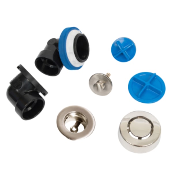 Dearborn® True Blue® ABS Bath Waste Half Kit with Push n' Pull Stopper and Test Kit in Brushed Nickel (Finished Drain Spud)