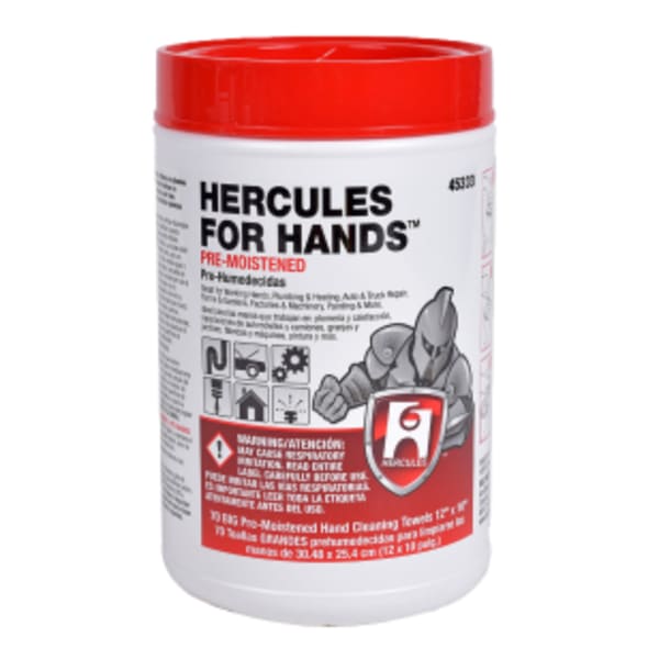 Hercules® 12-in. x 10-in. Hercules For Hands™ - Pre-Moistened Towels - Dispenser Tub Of 70 Towels