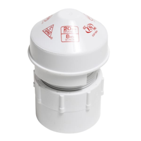 Oatey® Sure-Vent® 1.5 in. 20 Branch, 8 Stack DFU Air Admittance Valve with PVC  Sched. 40 Adapter