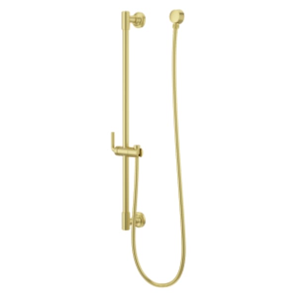 Modern Round 30" Slide Bar With 60" Hose in Brushed Gold