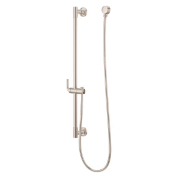 Modern Round 30" Slide Bar With 60" Hose in Brushed Nickel