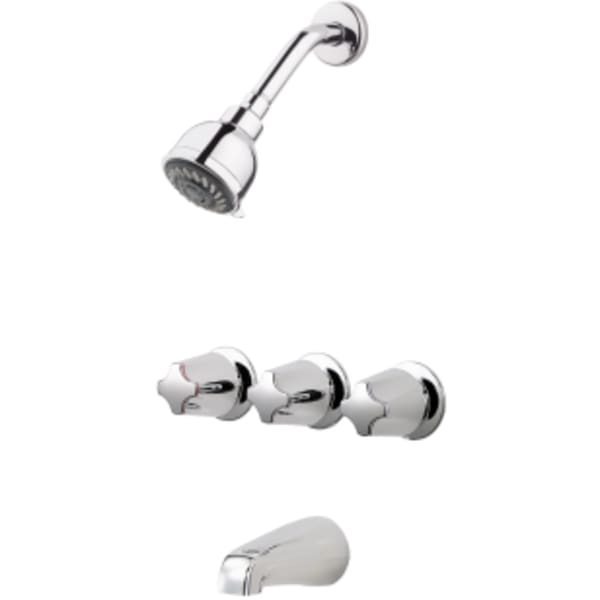 Pfister 3-Handle Tub & Shower Faucet With Metal Knob Handles in Polished Chrome