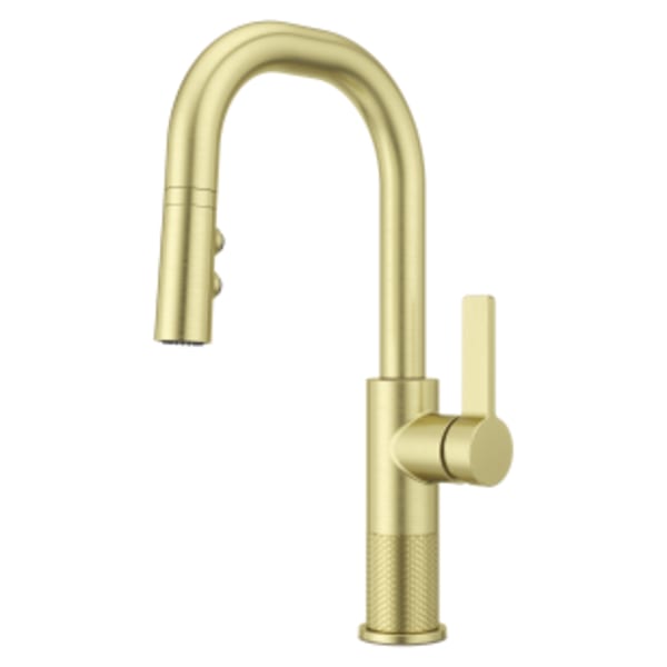 Montay Single-Handle Pull Down Bar Prep Faucet in Brushed Gold