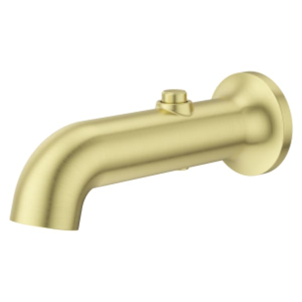 Modern Round Push Button Divertering Tub Spout in Brushed Gold