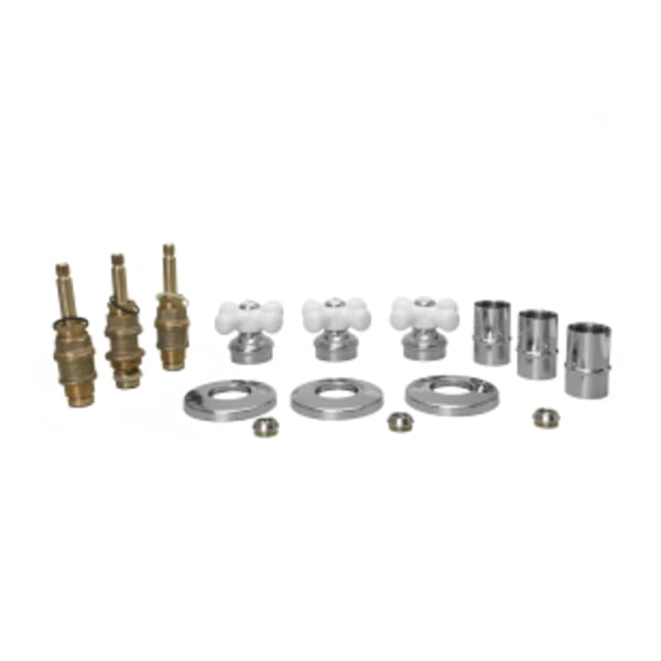 Pfister 3-Handle Tub & Shower Faucet With Porcelain Cross Handles in Polished Chrome & White Porcelain