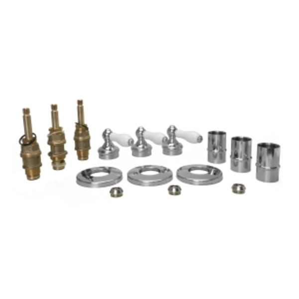 Pfister 3-Handle Tub & Shower Faucet With Porcelain Lever Handles in Polished Chrome & White Porcelain