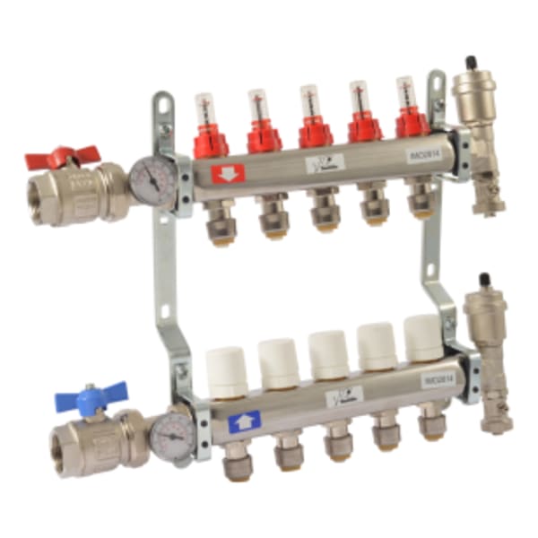 1" x 1/2" SharkBite 5 Loop Radiant Heating Manifold - (FIP x PTC)