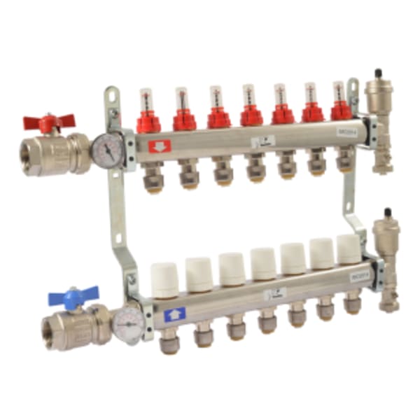 1" x 1/2" SharkBite 7 Loop Radiant Heating Manifold - (FIP x PTC)