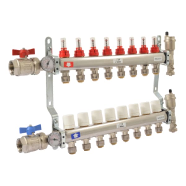 1" x 1/2" SharkBite 8 Loop Radiant Heating Manifold - (FIP x PTC)
