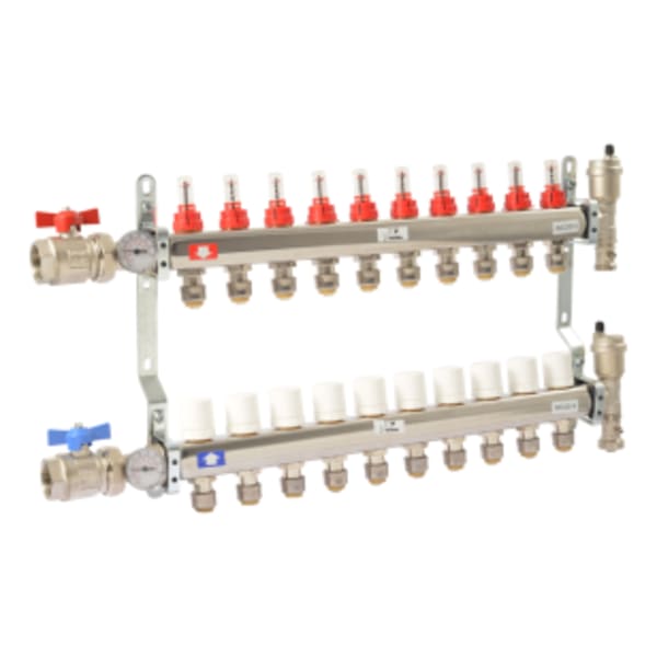 1" x 1/2" SharkBite 10 Loop Radiant Heating Manifold - (FIP x PTC)