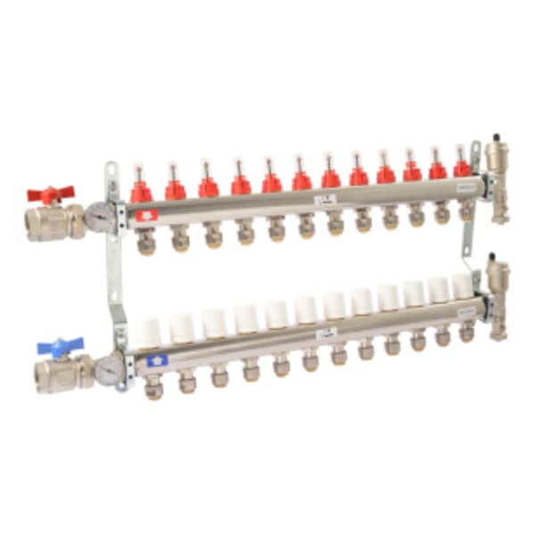 1" x 1/2" SharkBite 12 Loop Radiant Heating Manifold - (FIP x PTC)