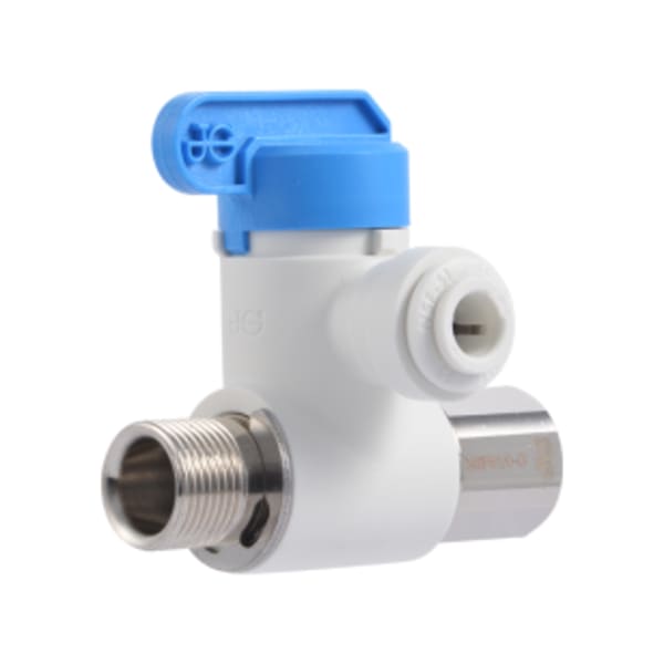 3/8-in x 3/8-in x 1/4-in Polypropylene Push-to-Connect Angle Stop Adapter Valve
