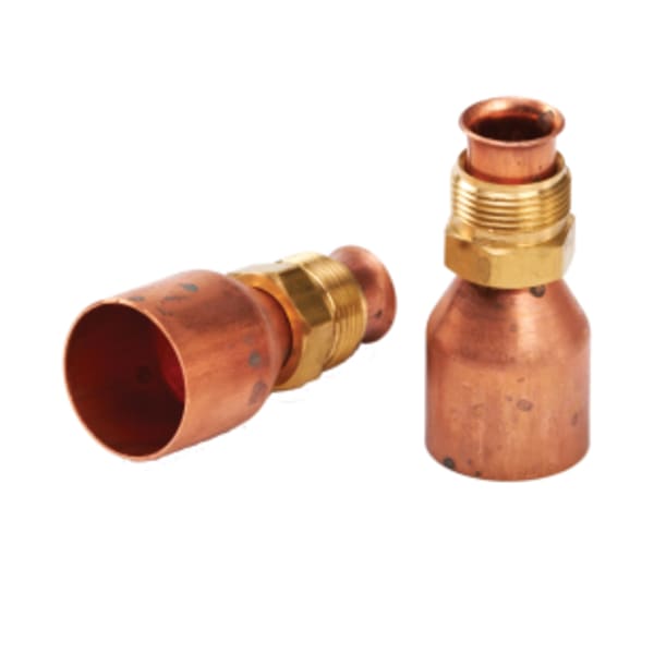 Two 3/8 in flare to 3/4 in Sweat adapters