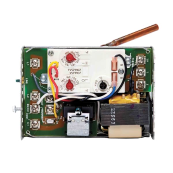 Triple Aquastat Relay for oil applications, horizontal case, 1.5 inch insulation depth