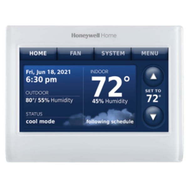 2-Wire IAQ high definition color touchscreen white front/white side thermostat with RedLINK® technology