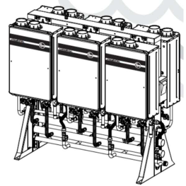 Freestanding Rheem Tankless Rack for 6 Outdoor Units Back to Back