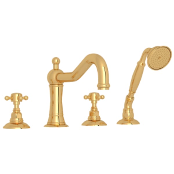 Acqui® 4-Hole Deck Mount Tub Filler in Unlacquered Brass