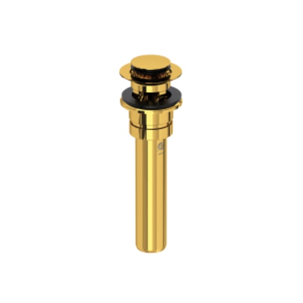 Push Drain With Overflow in Unlacquered Brass