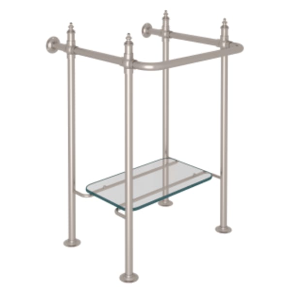 Wash Stand With Glass Shelf in Satin Nickel