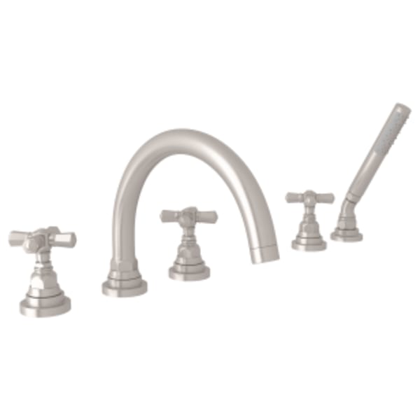 San Giovanni™ 5-Hole Deck Mount Tub Filler in Satin Nickel