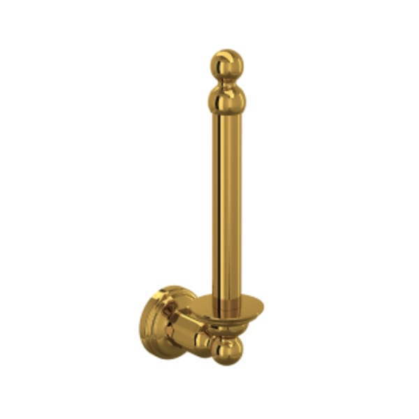 Wall Mount Spare Toilet Paper Holder in Unlacquered Brass