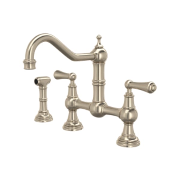 Edwardian™ Bridge Kitchen Faucet With Side Spray in Satin Nickel