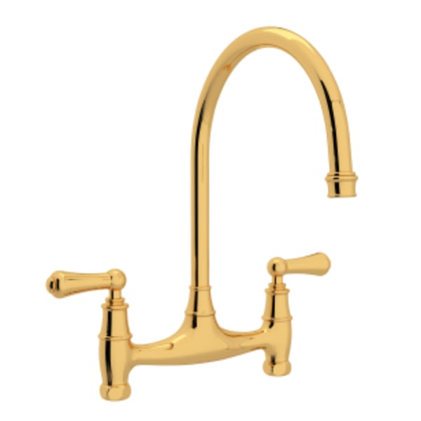Georgian Era™ Bridge Kitchen Faucet Without Unions in English Gold